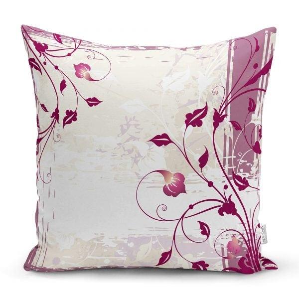 Floral Pillow Cover|Summer Trend Cushion Case|Decorative Purple White Throw Pillow Top|Floral Cushion Cover|Farmhouse Living Room Pillow Top