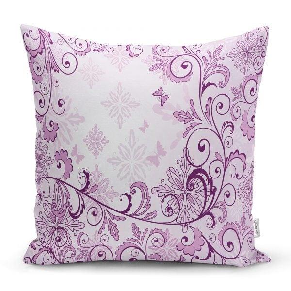 Floral Pillow Cover|Summer Trend Cushion Case|Decorative Purple White Throw Pillow Top|Floral Cushion Cover|Farmhouse Living Room Pillow Top