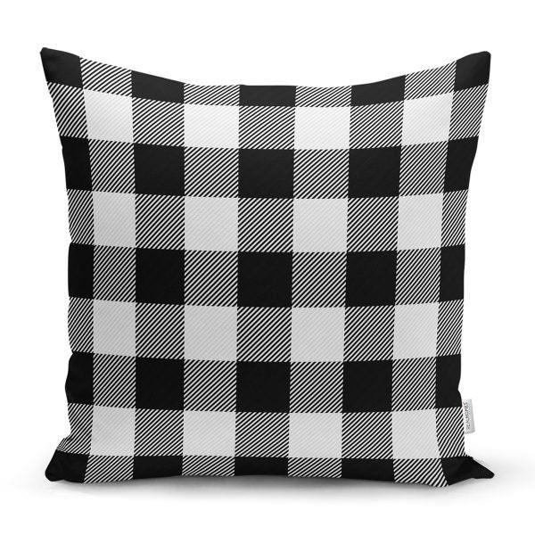 Plaid Pillow Cover|Checkered Black White Pillow Case|Abstract Geometric Cushion Cover|Decorative Pillow Case|Modern Style Authentic Pillow