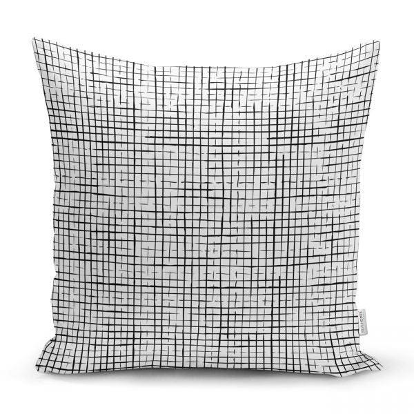 Plaid Pillow Cover|Checkered Black White Pillow Case|Abstract Geometric Cushion Cover|Decorative Pillow Case|Modern Style Authentic Pillow