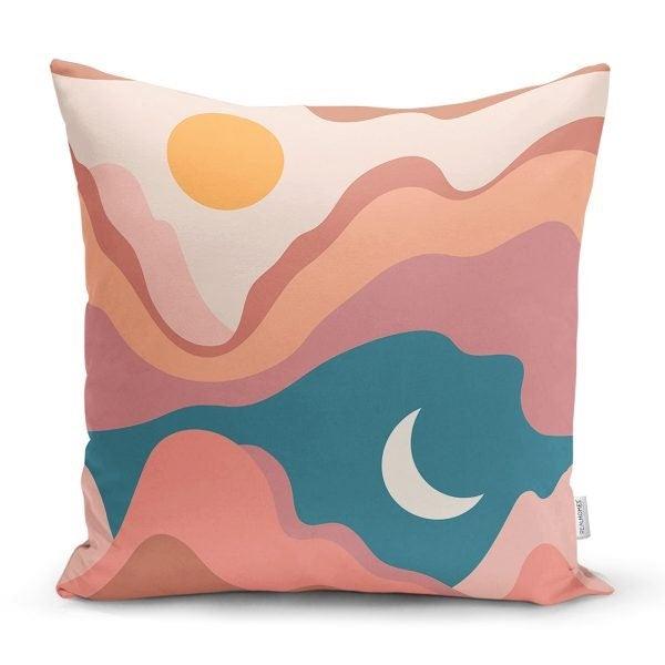 Abstract Pillow Cover|Onedraw Sun And Moon Pillow Case|Desert Themed Cushion Cover|Decorative Pillow Case|Farmhouse Style Authentic Pillow