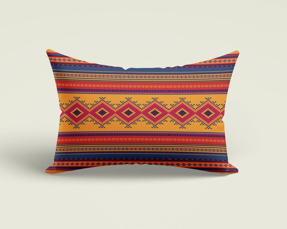 Rug Design Pillow Cover|Southwestern Cushion Case|Decorative Accent Pillow Case|Aztec Print Rectangle Pillow Top|Authentic Design Pillow Top