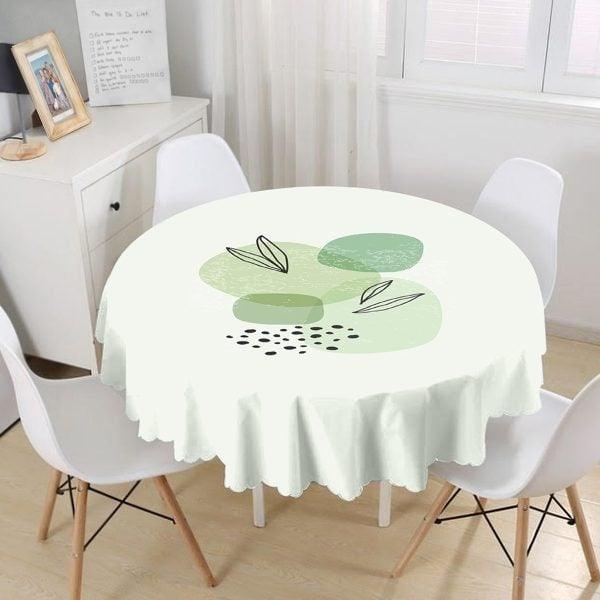 Onedraw Tablecloth|Abstract Flower and Leaves Round Table Linen|Farmhouse Kitchen Decor|Round Shapes Print Table Top|Circle Abstract Table