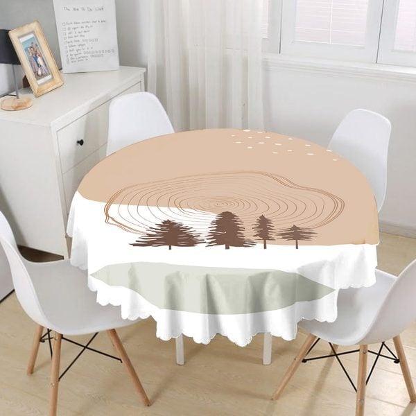 Abstract Tablecloth|Leaf and Tree Drawings Print Round Table Linen|Farmhouse Kitchen Decor|Decorative Abstract Table Top|Circle Tablecloth