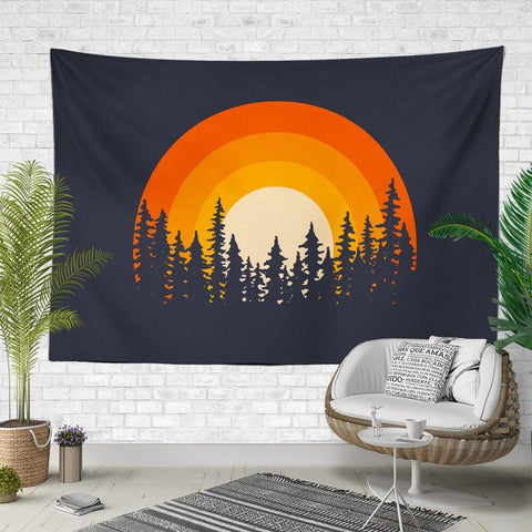 Sun and Orbiting Planets Wall Tapestry Akasia