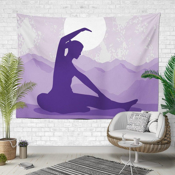 Meditation and Yoga Wall Tapestry|Woman Doing Yoga Wall Hanging Art Decor|Be in Harmony with Yourself Fabric Wall Art|Boho Style Tapestry