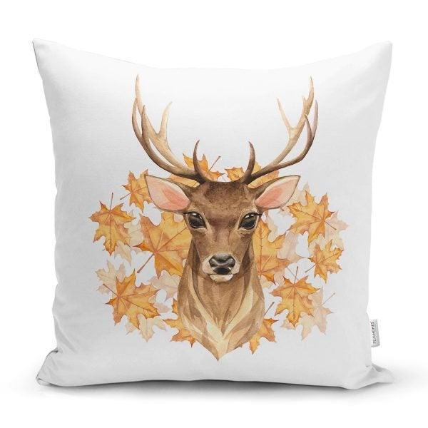 Winter Trend Cushion Cover|Christmas Pillow Cover|Xmas Deer Home Decor|Housewarming Xmas Gift Idea|Pine Cone and Pine Tree Throw Pillow Top