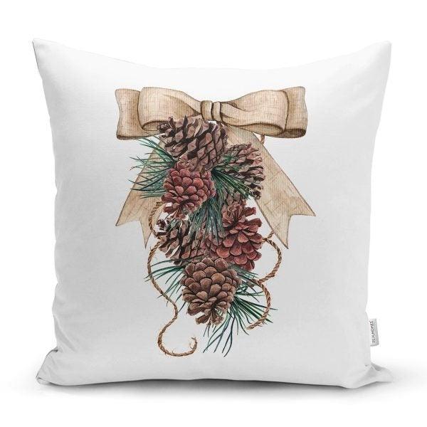 Winter Trend Cushion Cover|Christmas Pillow Cover|Xmas Deer Home Decor|Housewarming Xmas Gift Idea|Pine Cone and Pine Tree Throw Pillow Top