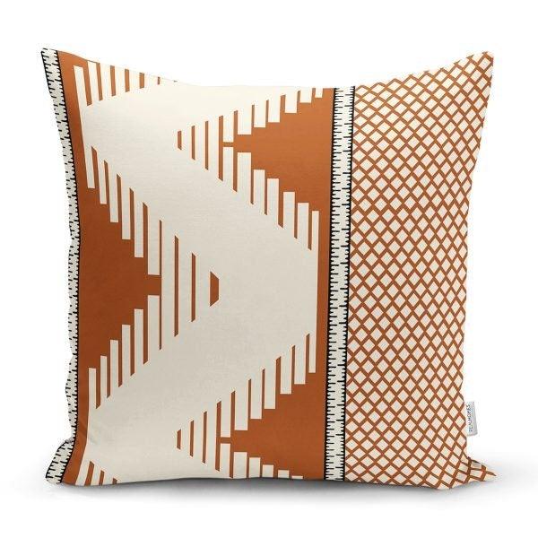 Tribal Pillow Cover|Nordic Cushion Case|Decorative Aztec Print Ethnic Brick Color Pillow|Scandinavian Home Decor|Authentic Throw Pillow Top