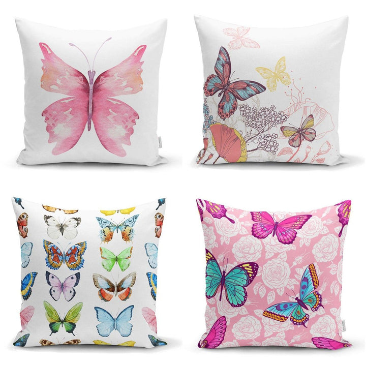 Butterfly Pillow Case|Colorful Butterfly Cushion Cover|Decorative Throw Pillow Top|Housewarming Boho Pillow Top|Farmhouse Porch Cushion Case