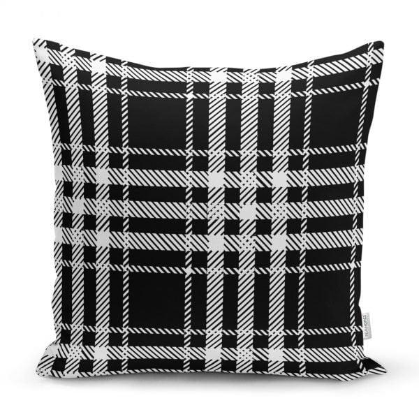 Plaid Pillow Cover|Checkered Black White Pillow Case|Abstract Geometric Cushion Cover|Decorative Pillow Case|Modern Style Authentic Pillow