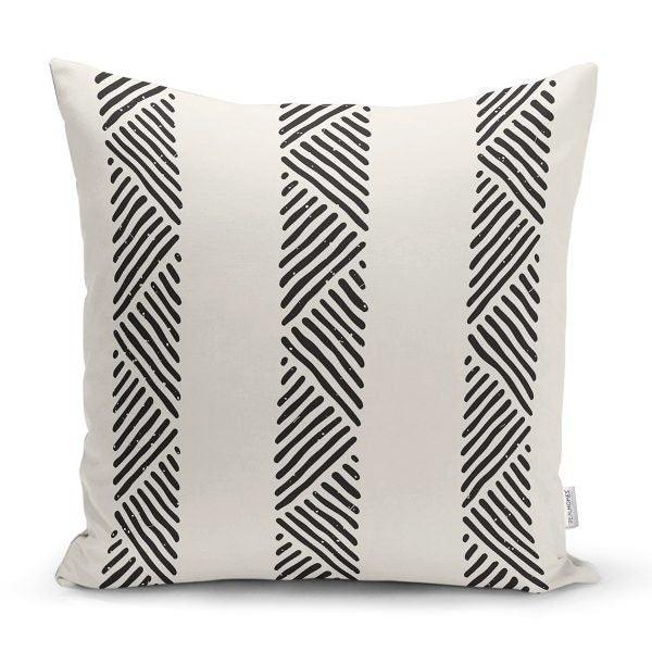 Nordic Scandinavian Pillow Cover|Southwestern Cushion Case|Rug Design Throw Pillow Top|Black White Ethnic Home Decor|African Tribal Pillow