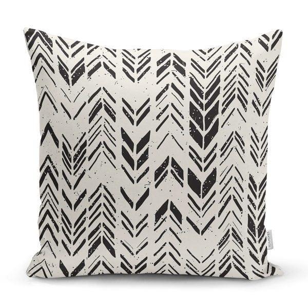 Nordic Scandinavian Pillow Cover|Southwestern Cushion Case|Rug Design Throw Pillow Top|Black White Ethnic Home Decor|African Tribal Pillow