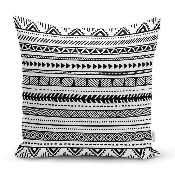 Nordic Scandinavian Pillow Cover|Southwestern Cushion Case|Black White Throw Pillow Case|Rug Print Ethnic Home Decor|African Style Pillow