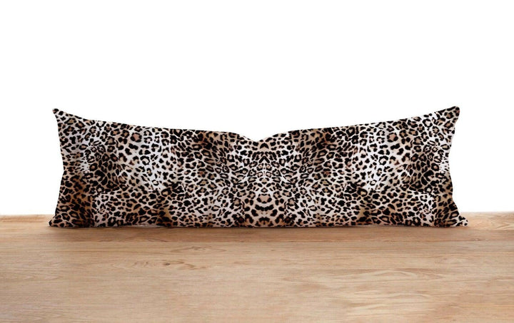 Long Lumbar Pillow Case|Decorative Bolster Pillow Cover|Zebra and Leopard Skin Print Oversized Lumbar Pillow|Geometric Long Bedding Decor