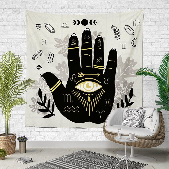 Hand of Fatima Wall Tapestry|Hamsa Print Wall Hanging Art Decor|Decorative Fabric Wall Art|Oriental Style Wall Tapestry|Farmhouse Boho Decor