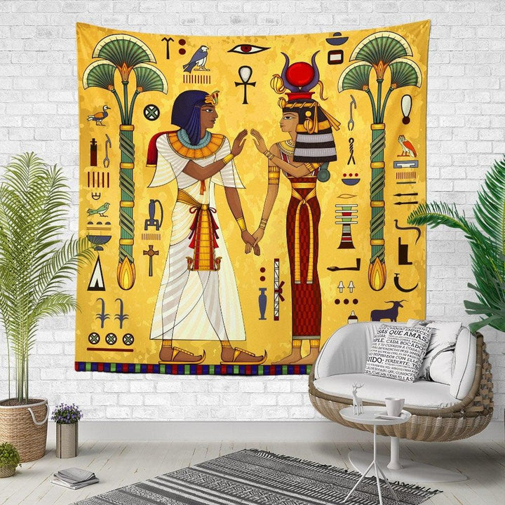 Ancient Egypt Wall Tapestry|Ancient Lords Wall Hanging Art Decor|Ethnic Symbols Fabric Wall Art|Oriental Style Wall Tapestry|Woman and Lion