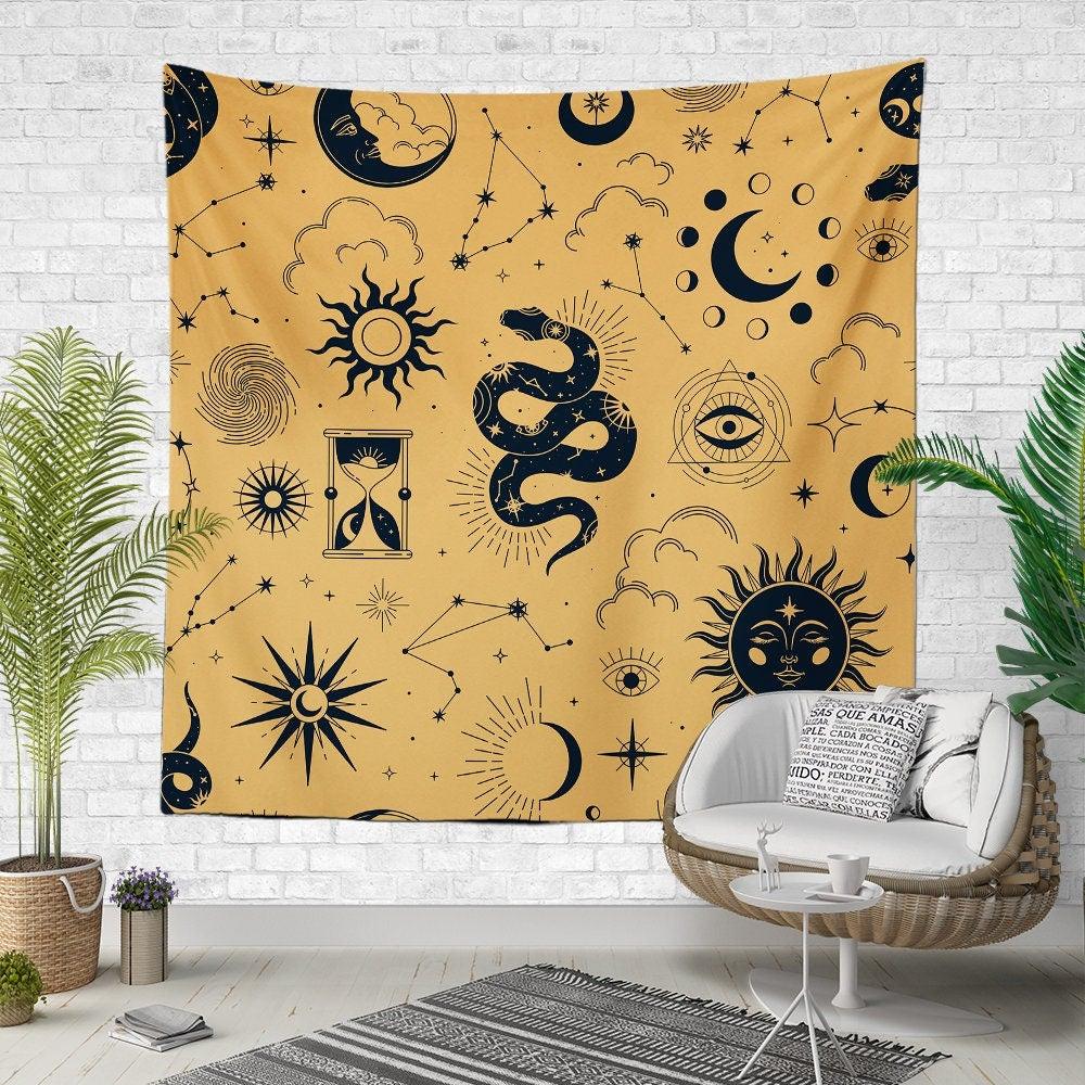 Ancient Egypt Wall Tapestry|Ancient Lords Wall Hanging Art Decor|Ethnic Symbols Fabric Wall Art|Oriental Style Wall Tapestry|Woman and Lion