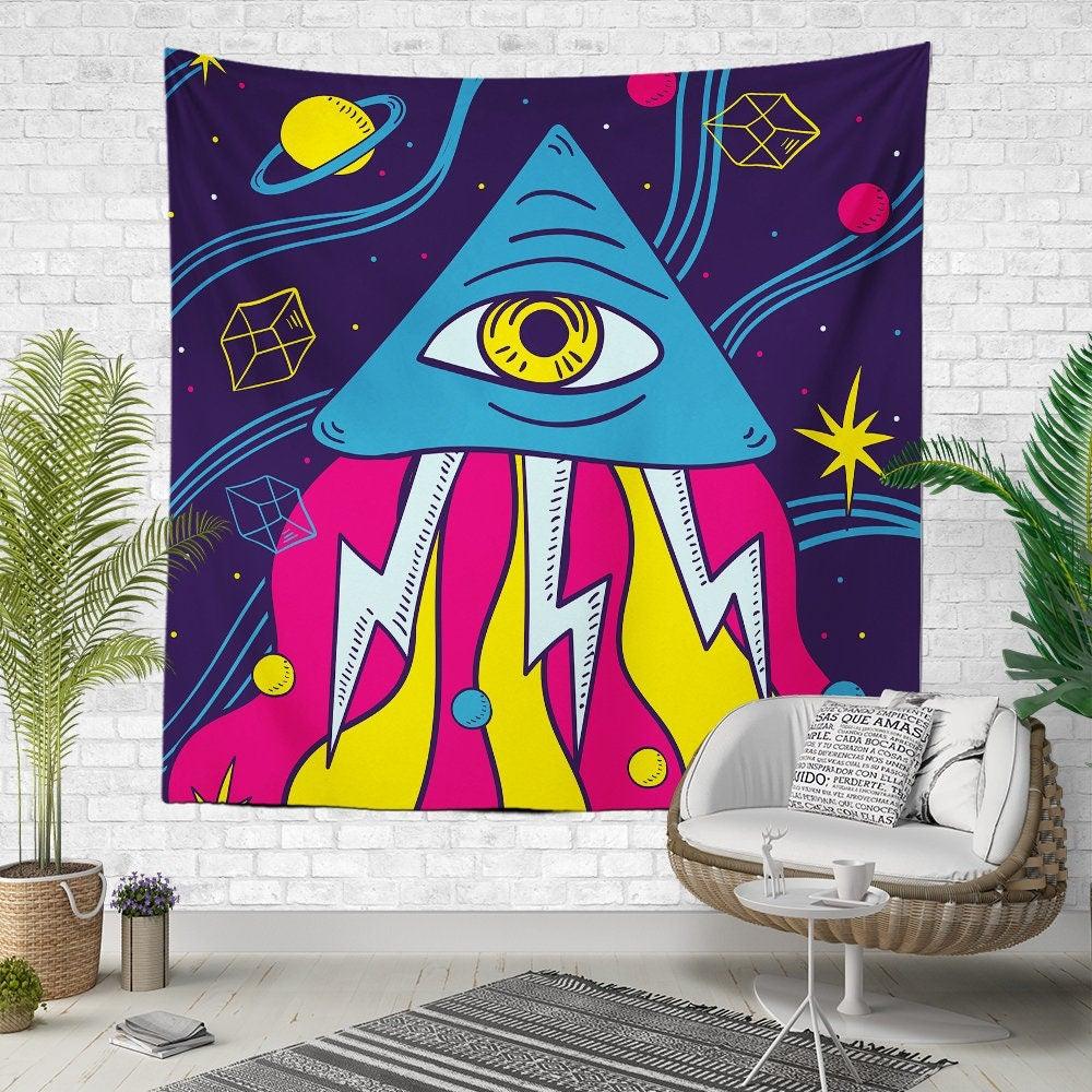 One Eye Wall Tapestry|New World Order Wall Hanging Art Decor|Decorative Fabric Wall Art|Spiritual Wall Tapestry|Psychedelic Style Home Decor