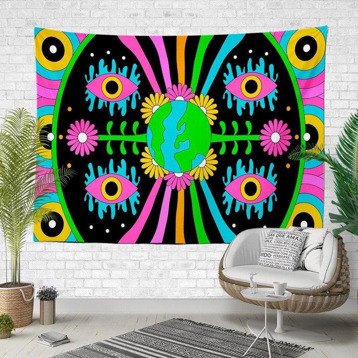 Psychedelic Wall Tapestry|Geometric Wall Hanging Art Decor|Colorful Decorative Fabric Wall Art|Psychedelic Mandala Tapestries for Wall Decor