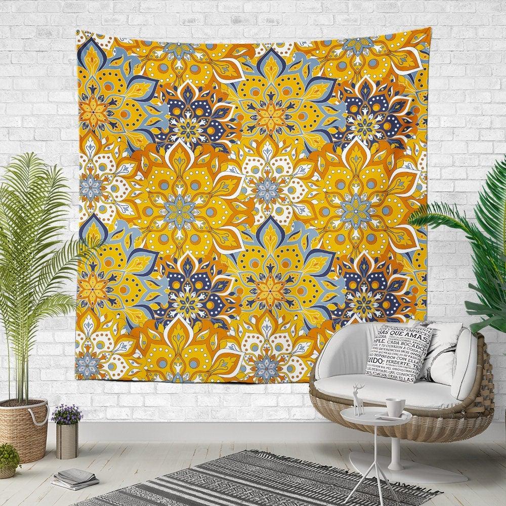 Ethnic Wall Tapestry|Decorative Tribal Wall Hanging Art Decor|Authentic Colorful Fabric Wall Art|Boho Style Geometric Tapestry|Mandala Decor