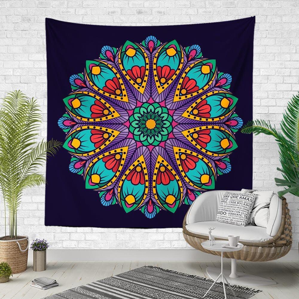 Mandala Wall Tapestry|Relaxing Geometric Design Wall Hanging Art Decor|Authentic Meditative Fabric Wall Art|Boho Style Tapestry|Wall Decor