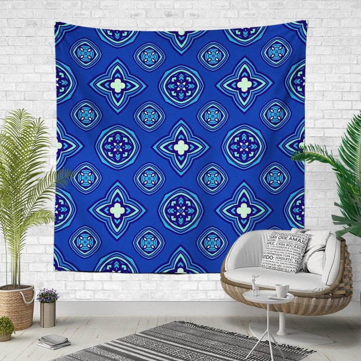 Mandala Wall Tapestry|Decorative Purple Blue Wall Hanging Art Decor|Authentic Relaxing Pattern Fabric Wall Art|Boho Style Geometric Tapestry