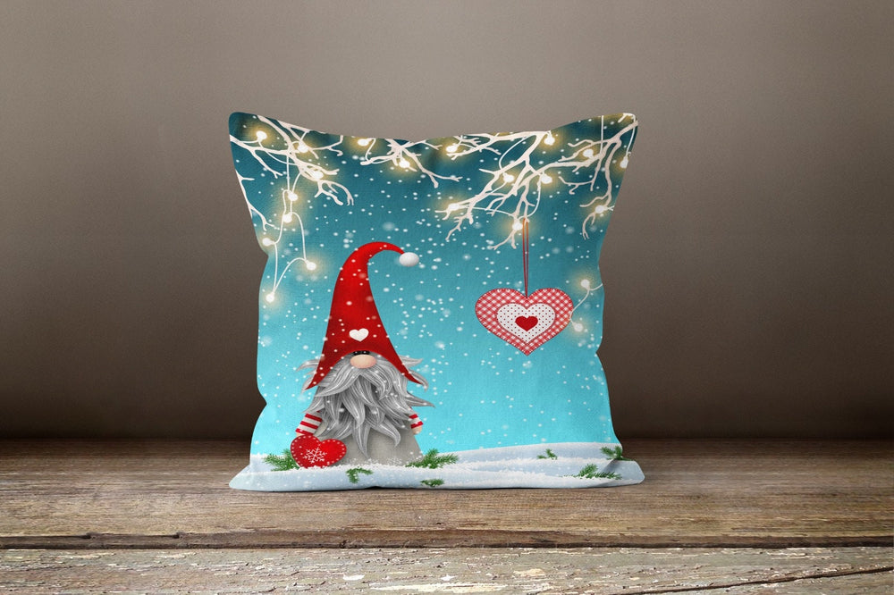 Christmas Pillow Covers|Dwarf Santa Claus Decor|Decorative Winter Pillow Case|Gnome Throw Pillow|It's Christmas Time Pillow|Red Hat Pillow