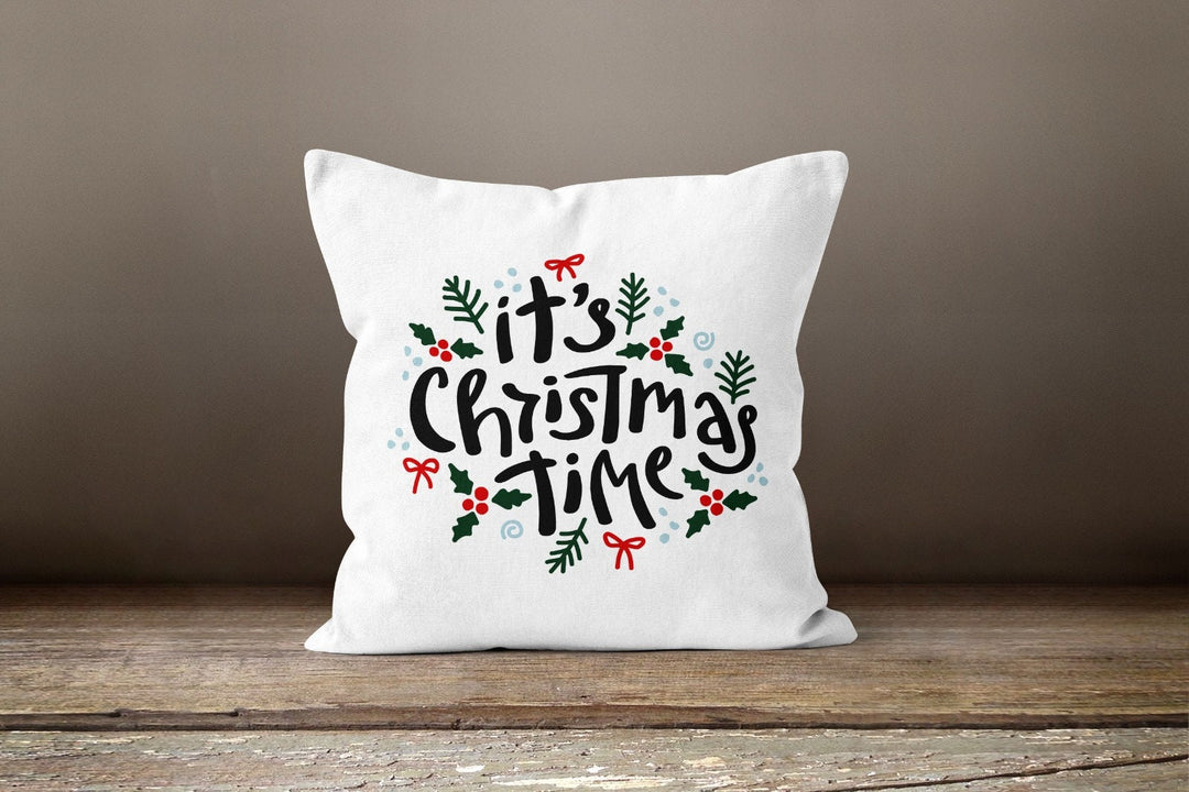 Christmas Pillow Covers|Dwarf Santa Claus Decor|Decorative Winter Pillow Case|Gnome Throw Pillow|It's Christmas Time Pillow|Red Hat Pillow