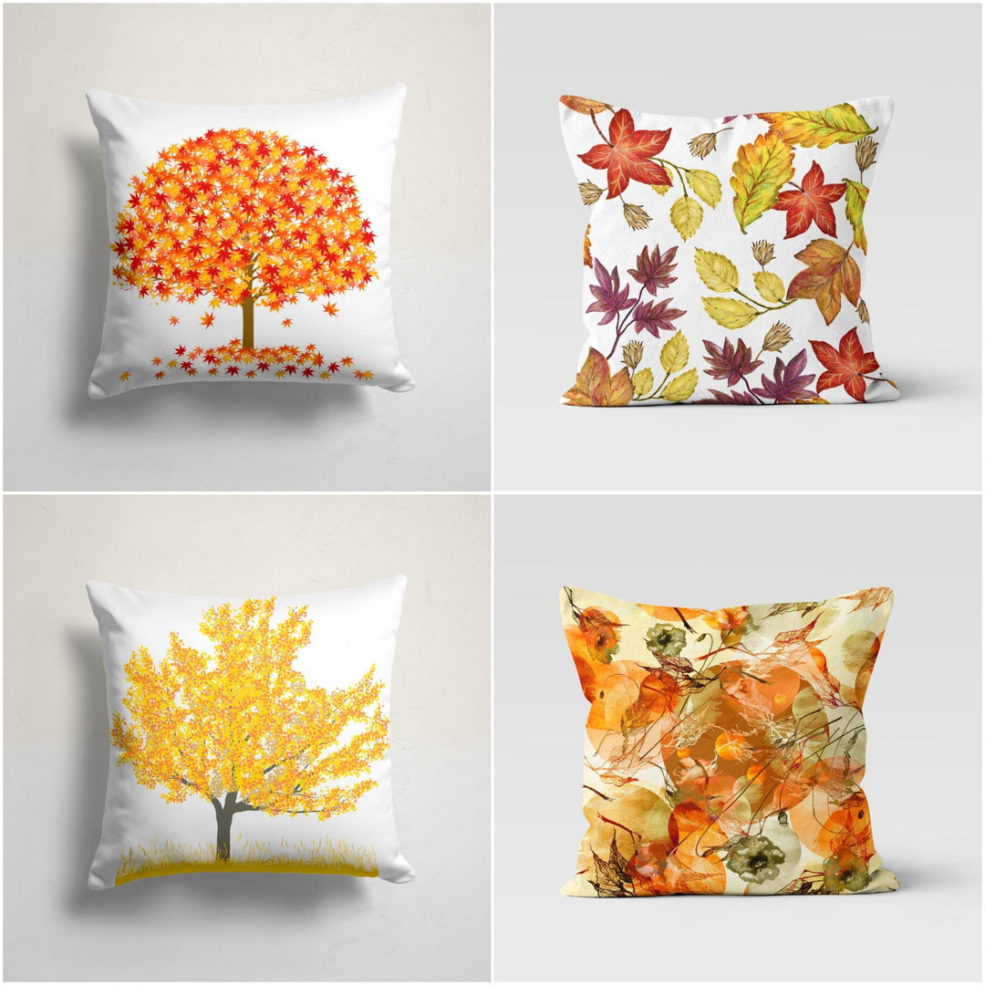 Fall Trend Pillow Cover|Autumn Tree Cushion Case|Tree with Orange and Yellow Leaves Throw Pillow|Housewarming Autumn Decor|Farmhouse Pillow