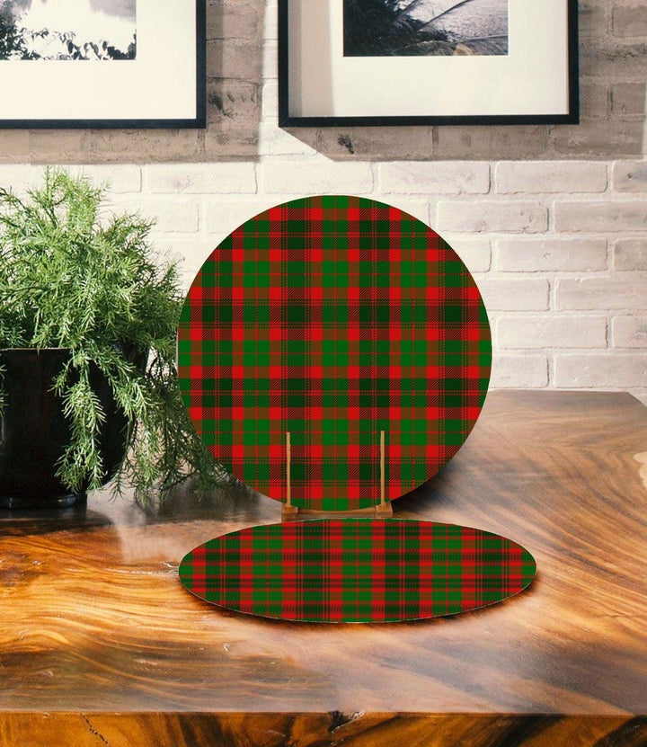 Set of 2 Christmas Placemat|Floral Xmas Bell Table Decor|Xmas Cake Supla Table Mat|Plaid American Service Round Dining Underplate, Coasters