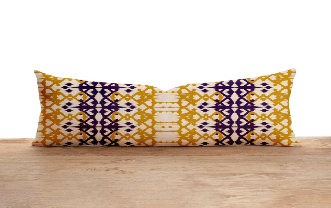 Long Lumbar Pillow Case|Decorative Bolster Pillow Cover|Southwestern Farmhouse Oversized Lumbar Pillow|Geometric Design Long Bedding Decor