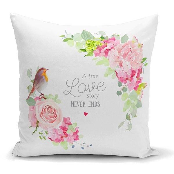 Floral Pillow Cover|Summer Trend Cushion Case|Decorative Flower and Bird Throw Pillow Top|Floral Cushion Cover|Farmhouse Living Room Pillow