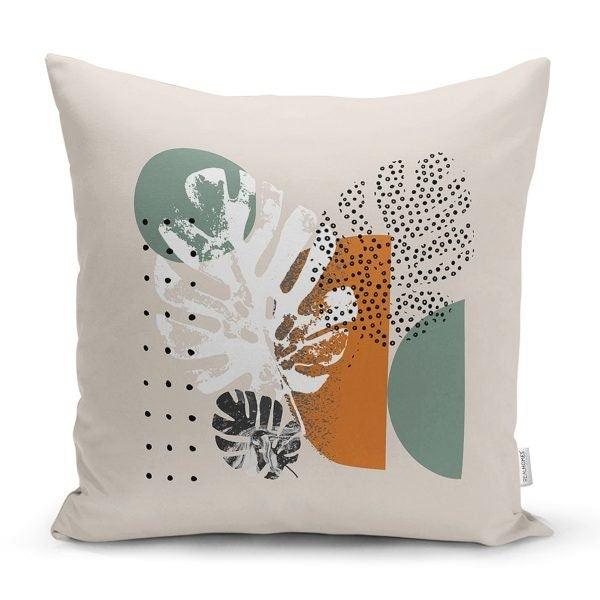 Abstract Pillow Cover|Onedraw Pots and Leaves Pillow Top|Geometric Shapes Cushion Cover|Decorative Pillow Case|Farmhouse Authentic Pillow