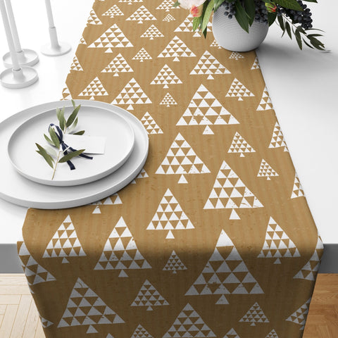 Winter Pine Tree Table Runner|Christmas Table Decor|Snowflake and Xmas Tree Gift Table Centerpiece|Winter Trend Abstract Pine Tablecloth