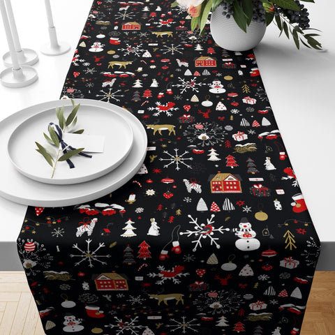 Winter Trend Table Runner|Cute Snowmen Penguen Bear and Pine Tree Table Decor|Snowflake Table Runner|Xmas Home Decor|Xmas Gifts Tablecloth