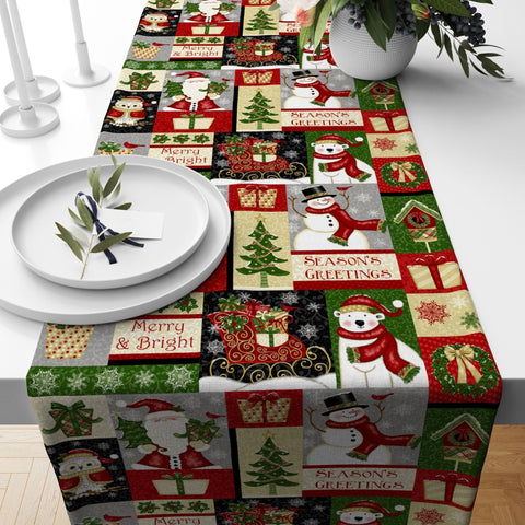 Winter Trend Table Runner|Cute Snowmen Penguen Bear and Pine Tree Table Decor|Snowflake Table Runner|Xmas Home Decor|Xmas Gifts Tablecloth