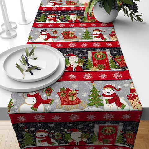 Winter Trend Table Runner|Cute Snowmen Penguen Bear and Pine Tree Table Decor|Snowflake Table Runner|Xmas Home Decor|Xmas Gifts Tablecloth