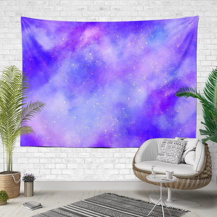 Sky and Stars Wall Tapestry|Sky View Print Wall Hanging Art Decor|Purple and Blue Celestial Fabric Wall Art|Sky and Clouds Fabric Wall Art