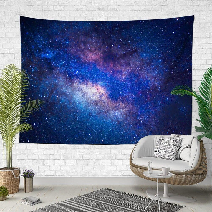 Sky and Stars Wall Tapestry|Sky View Print Wall Hanging Art Decor|Purple and Blue Celestial Fabric Wall Art|Sky and Clouds Fabric Wall Art