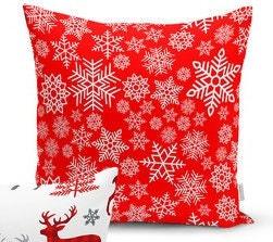 Set of 4 Christmas Pillow Covers and 1 Table Runner|Red White Gray Xmas Deer and Tree Home Decor|Winter Trend Snowflake Runner and Cushion