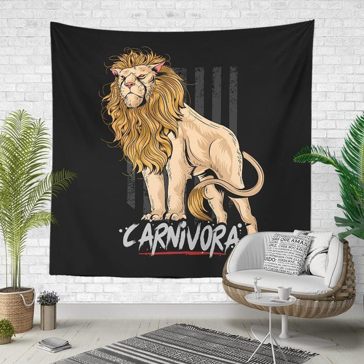 Lion Wall Tapestry|Animal Print Wall Hanging Art Decor|Housewarming Square Fabric Wall Art|Decorative Carnivora Tapestry|Rainbow Lion Print