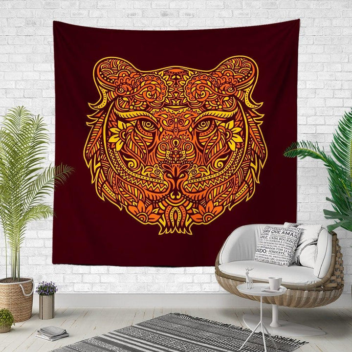 Tiger Wall Tapestry|Animal Print Wall Hanging Art Decor|Housewarming Square Fabric Wall Decor|Decorative Strong Hunter Tiger Wall Tapestry