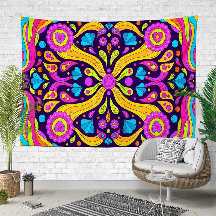 Psychedelic Wall Tapestry|Geometric Wall Hanging Art Decor|Colorful Decorative Fabric Wall Art|Psychedelic Mandala Tapestries for Wall Decor