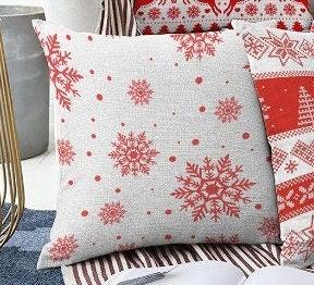 Set of 4 Christmas Pillow Covers|Merry Xmas Home Decor|Red White Xmas Deer and Tree Pillow|Winter Trend Pillow Cover|Snowflake Cushion Case