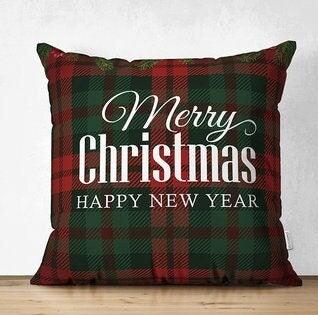 Set of 4 Christmas Pillow Covers|Merry Xmas and Happy New Year Home Decor|Floral Xmas Deer Pillow Top|Winter Trend Buffalo Check Pillow Top