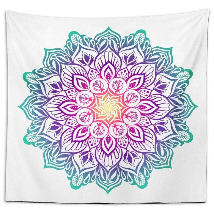 Floral Mandala Wall Tapestry|Decorative Blue Purple Pink Wall Hanging Art Decor|Authentic Flower Mandala Fabric Wall Art|Geometric Tapestry