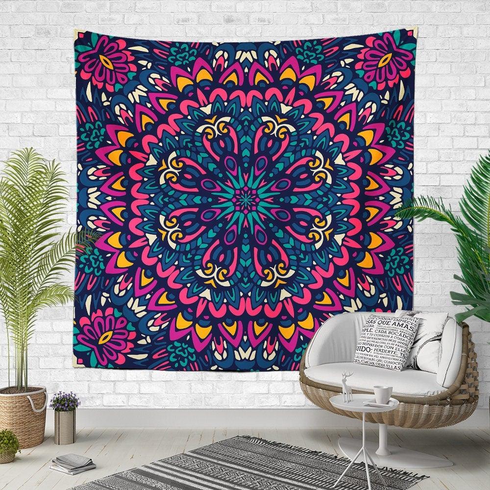 Ethnic Wall Tapestry|Decorative Tribal Wall Hanging Art Decor|Authentic Colorful Fabric Wall Art|Boho Style Geometric Tapestry|Mandala Decor