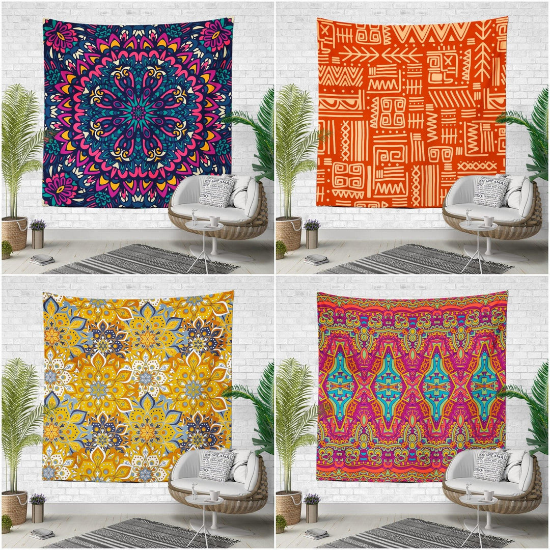 Ethnic Wall Tapestry|Decorative Tribal Wall Hanging Art Decor|Authentic Colorful Fabric Wall Art|Boho Style Geometric Tapestry|Mandala Decor