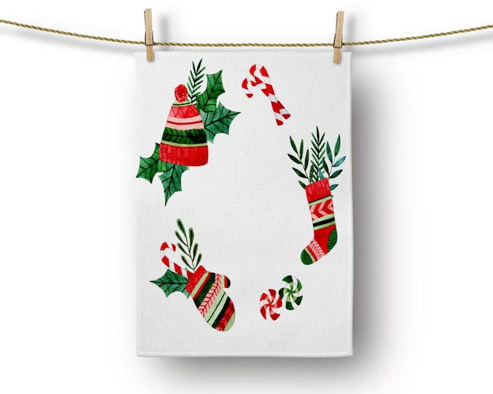 Christmas Kitchen Towel|Merry Christmas Dish Towel|Snowman Hand Towel|Xmas Tree Hand Towel|Xmas Stocking Tea Towel|Ho Ho and Santa Hat Towel